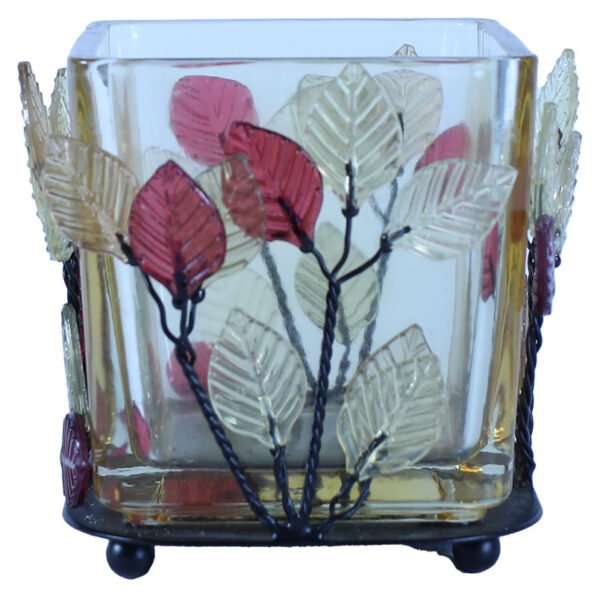 Autumn Motif Glass Candle Holder
